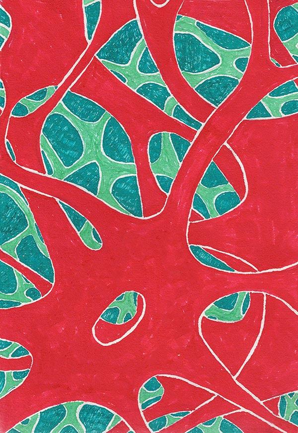 abstract illustration in green and red.