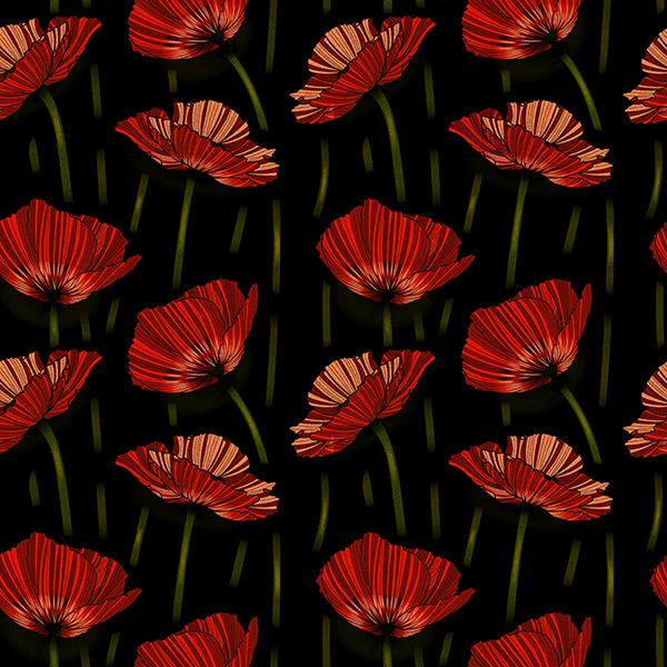 Vertical red poppy with texture.