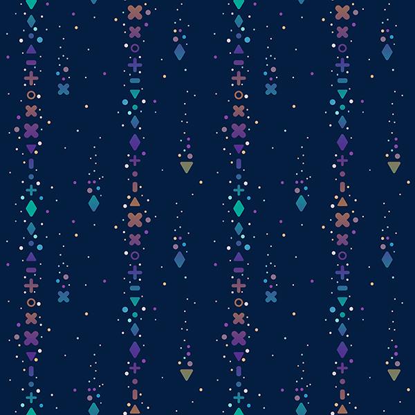 Geometric pattern with cool stars falling.