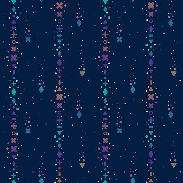 Geometric pattern with cool stars falling.